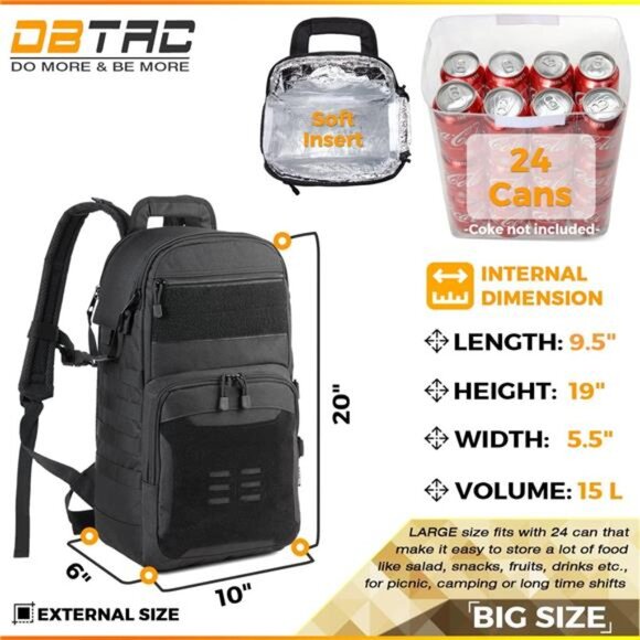 Tactical Lunch Backpack, Large Lunch Cooler for Men Women Adult | Cooler - Picture 9 of 14